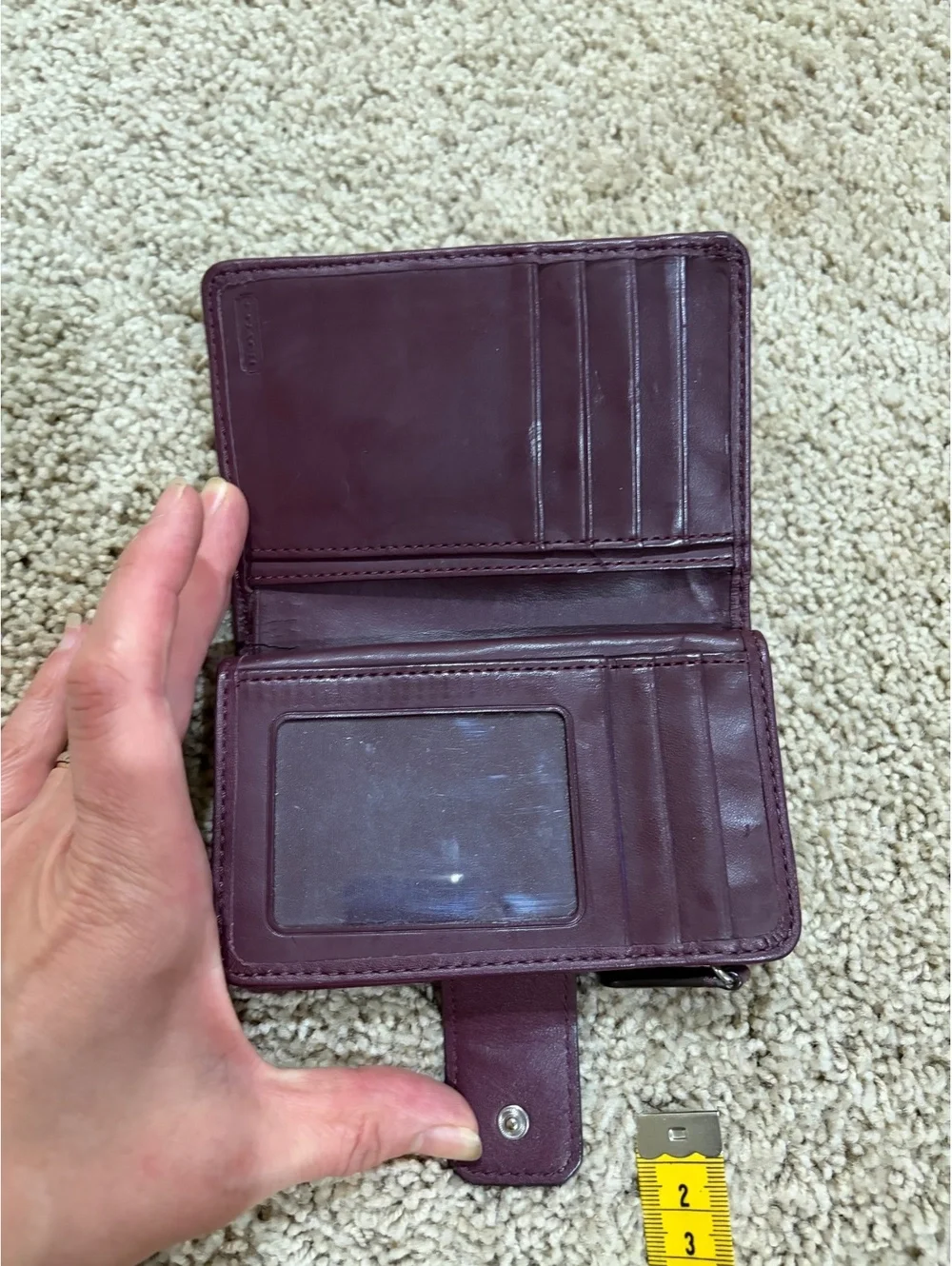 Coach Vintage Park Optic C Geometric Print Bordeaux Y2K Bifold Wallet French Zip